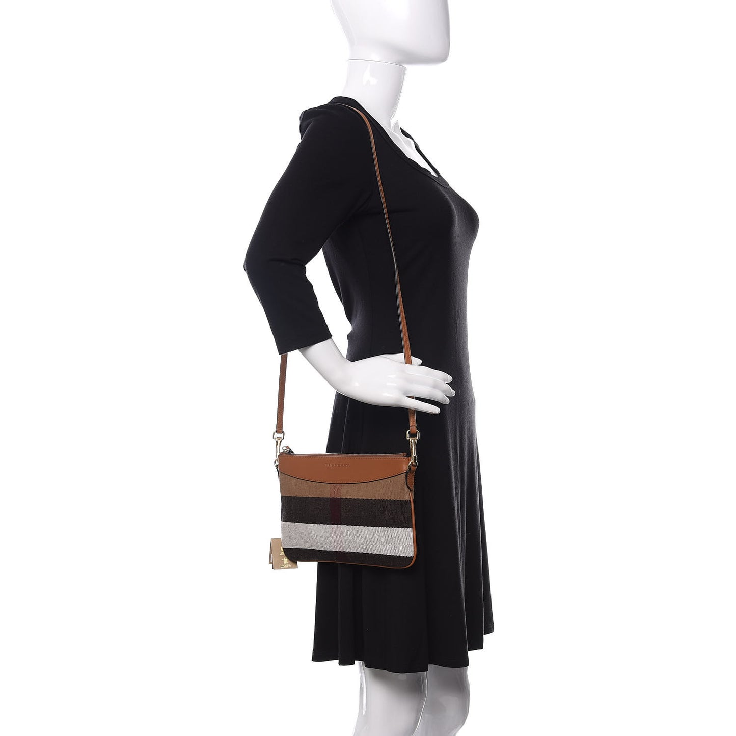 Mega Check Peyton Crossbody Clutch Bag Saddle Brown