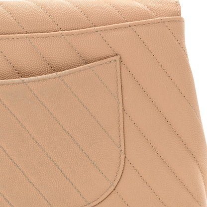 Chanel Caviar Chevron Quilted Small Coco Handle Flap Beige 12 of 14