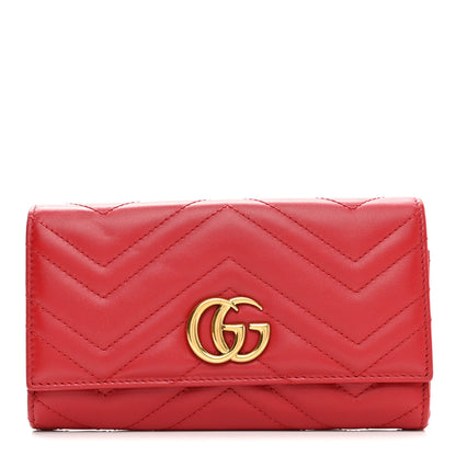 Gucci Calfskin Matelasse GG Marmont Continental Wallet Hibiscus Red 1 of 12