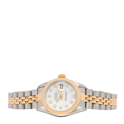 Rolex Stainless Steel 18K Yellow Gold Diamond 26mm Oyster Perpetual Datejust Watch White 79173 2 of 5