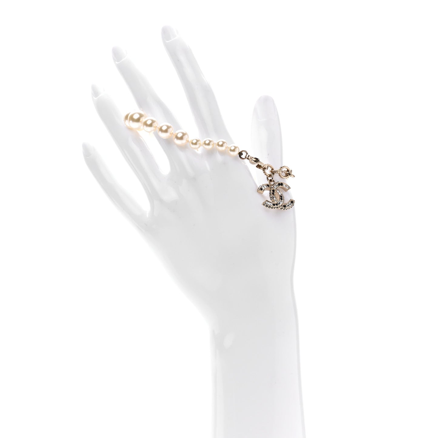 Pearl Crystal CC Bracelet Gold