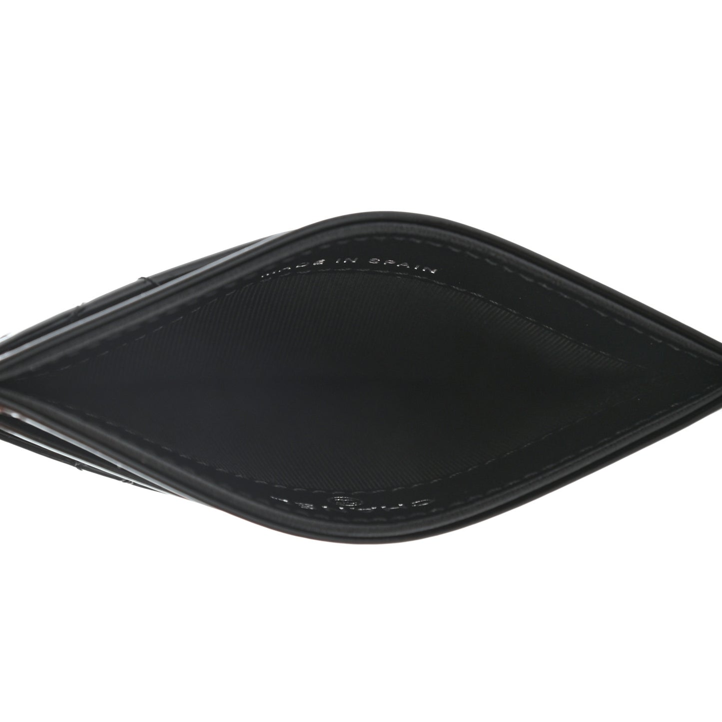 Patent Calfskin Quilted Card Holder So Black