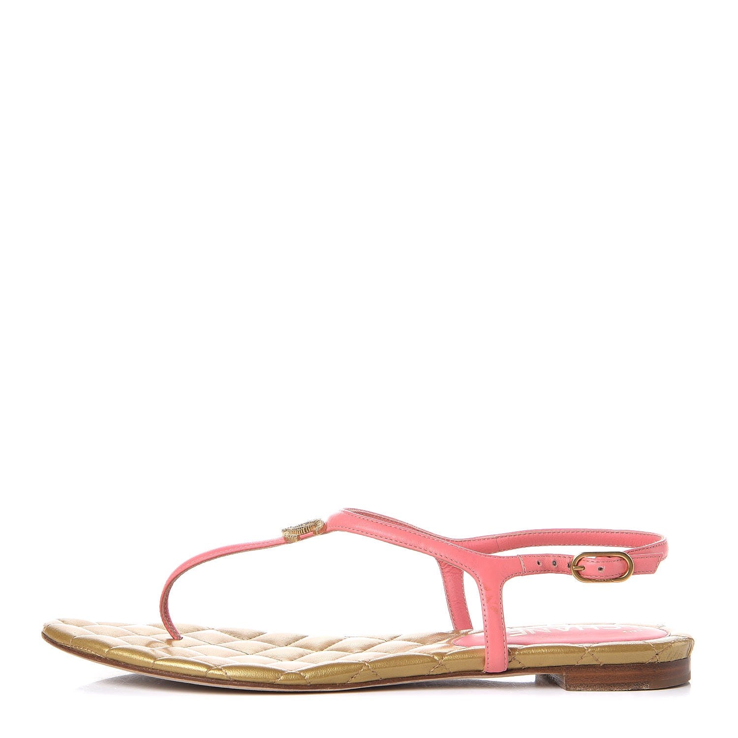 Chanel Lambskin Quilted CC Thong Sandals 40 Pink 1 of 10