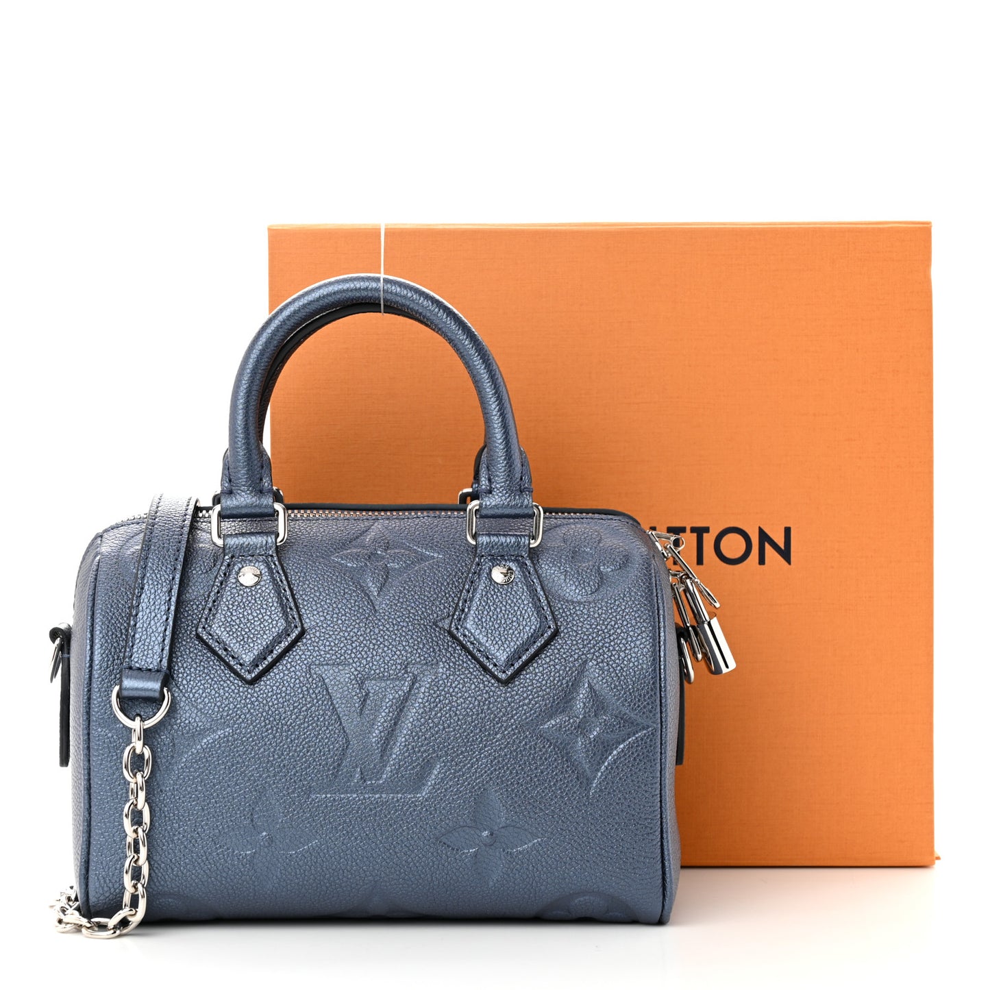 Metallic Empreinte Monogram Giant Speedy Bandouliere 20 Navy Nacre