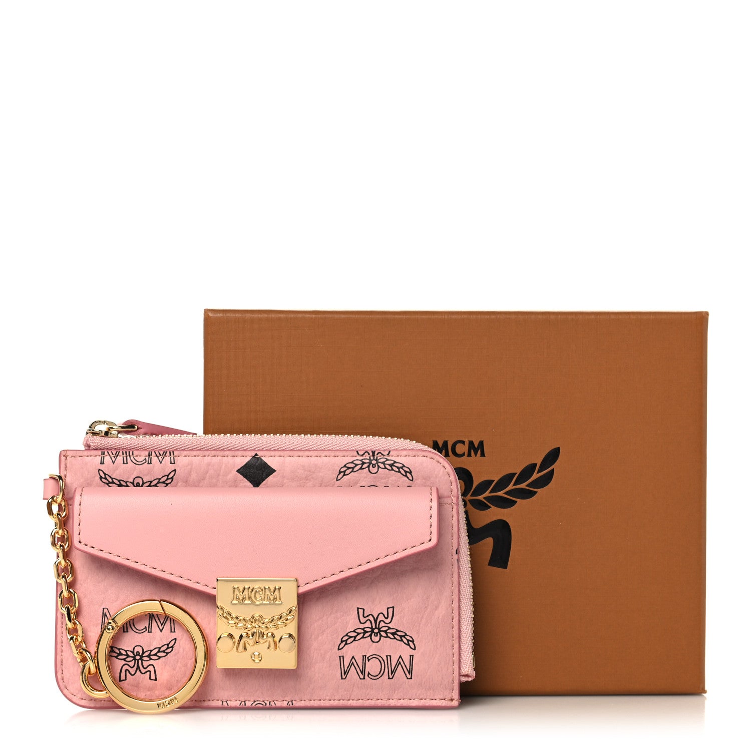 MCM Visetos Tracy Zip Card Case Soft Pink 1839047 – FASHIONPHILE