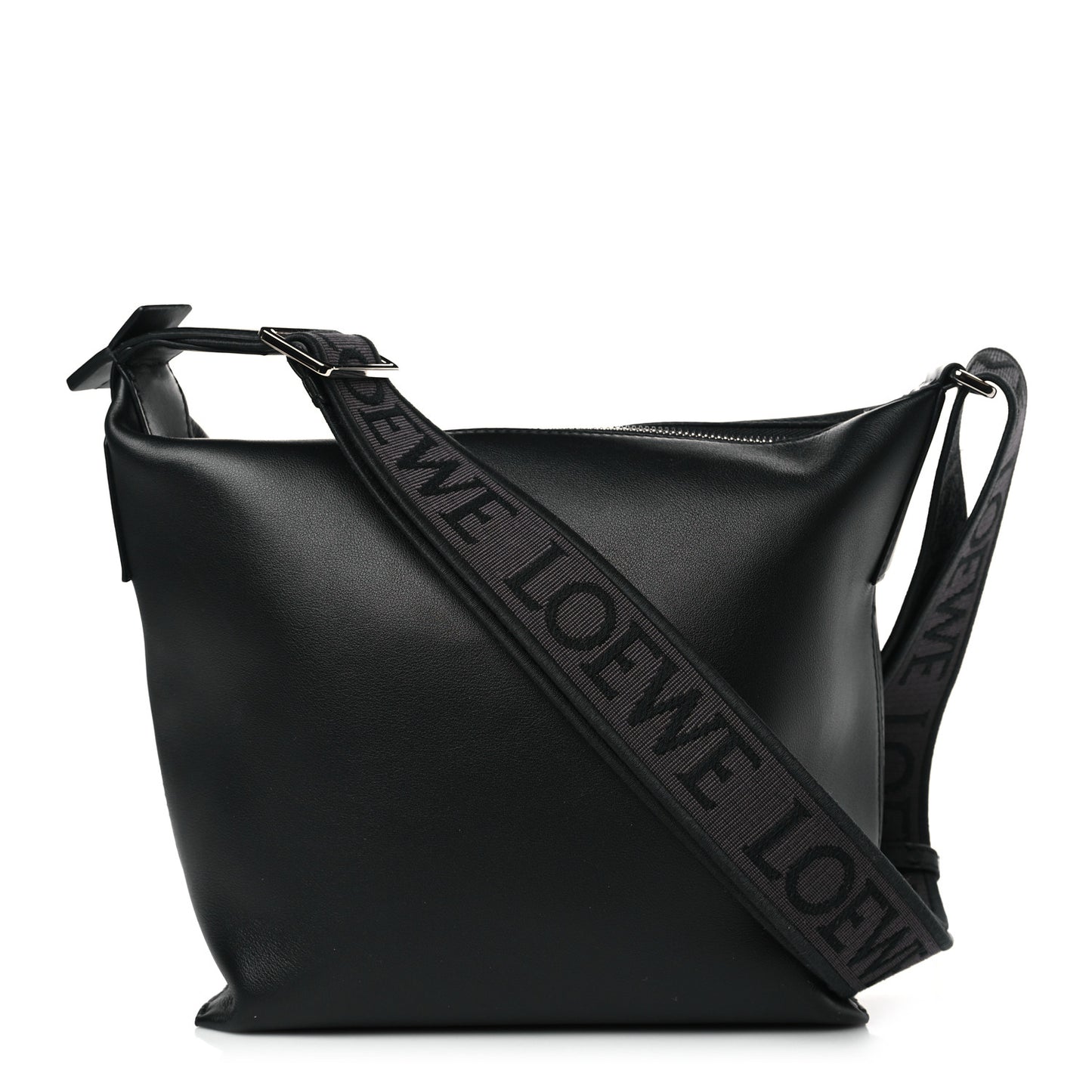 Supple Smooth Calfskin Jacquard Cubi Crossbody Bag Black