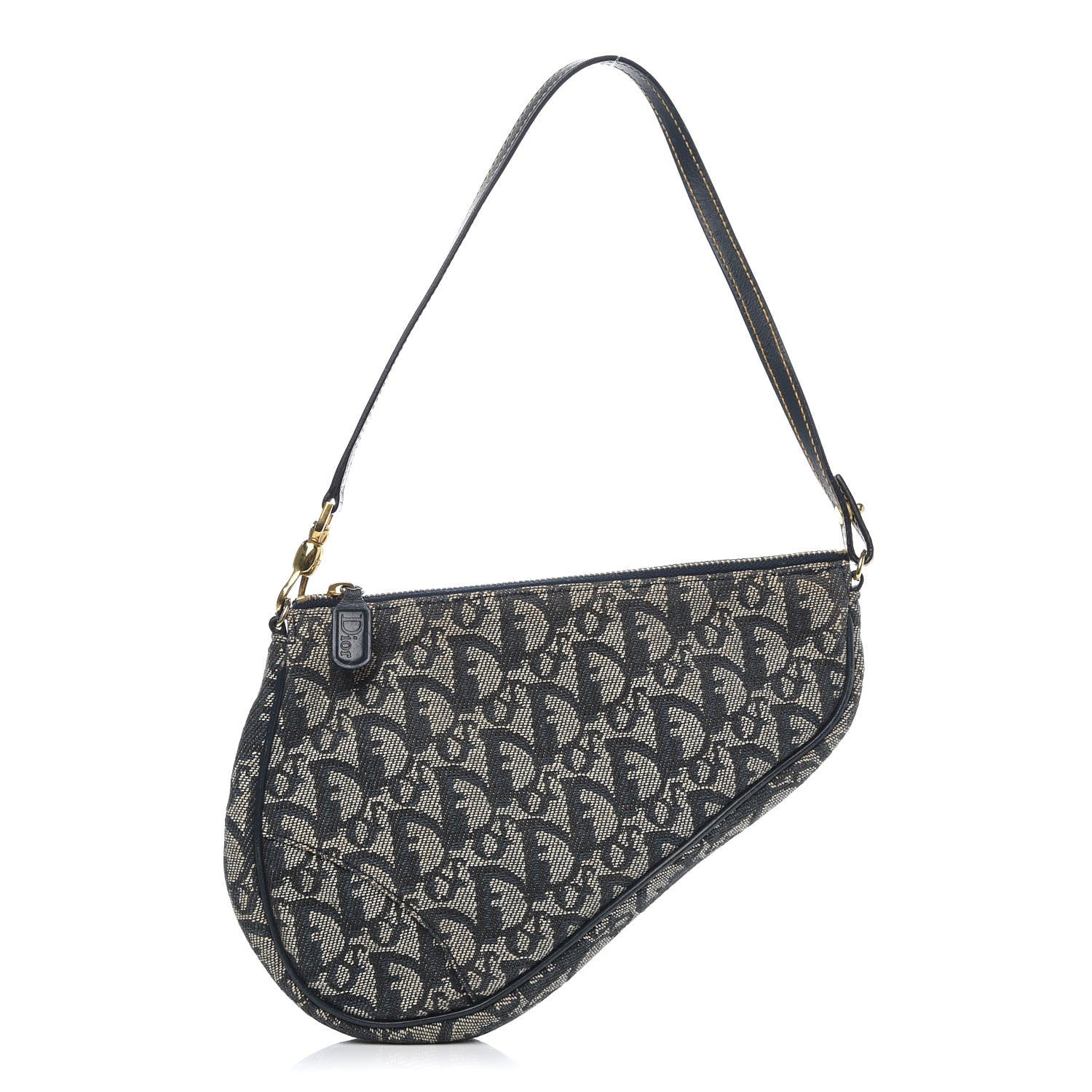 Christian Dior Monogram Mini Saddle Pochette Navy 1 of 7
