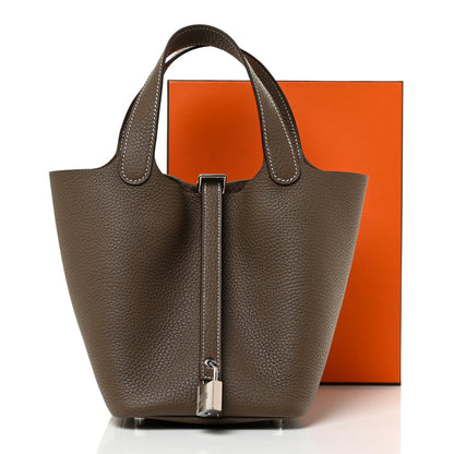 Hermes Taurillon Clemence Picotin Lock 18 PM Etoupe 10 of 10