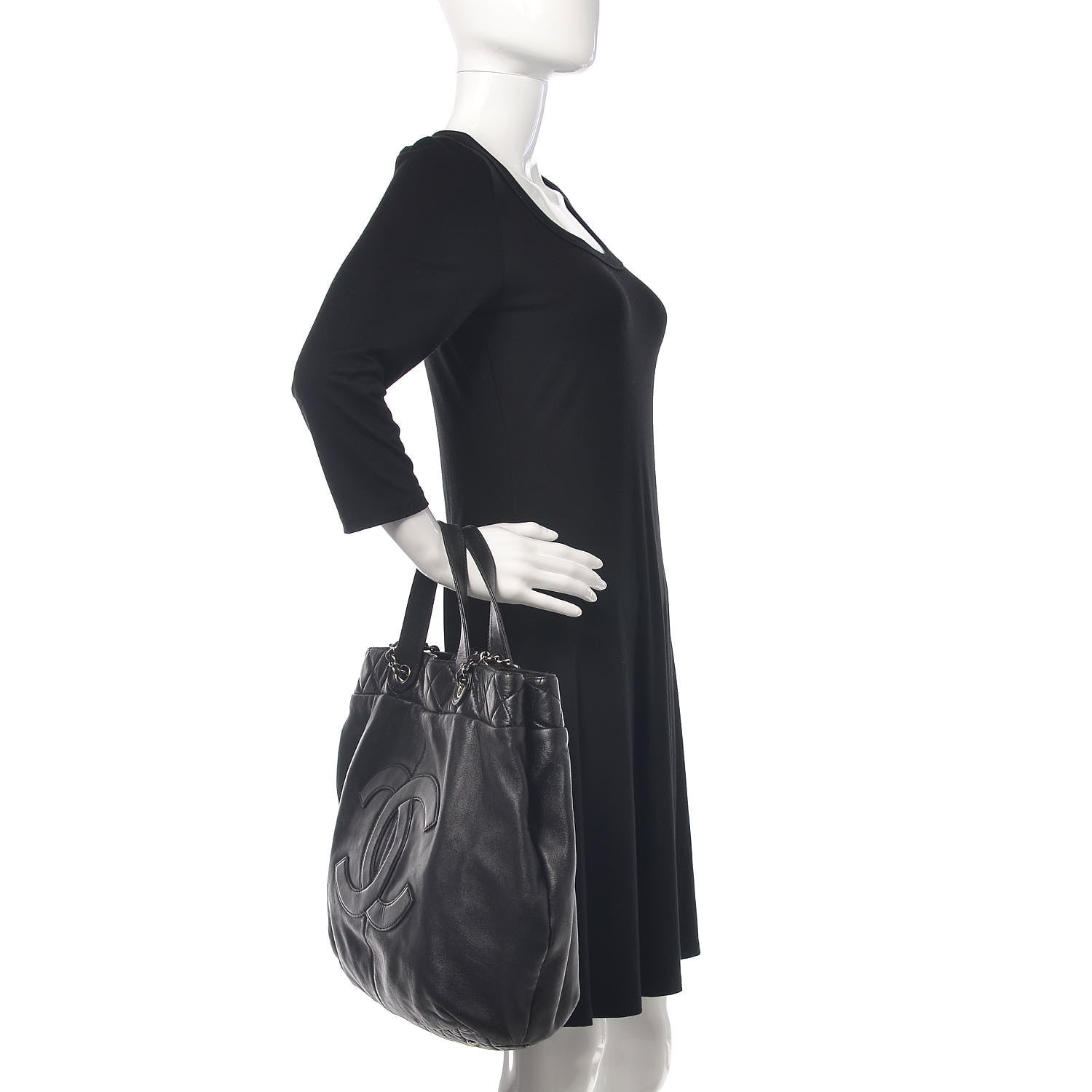 Chanel Calfskin Large Trianon Tote Black 3 of 12