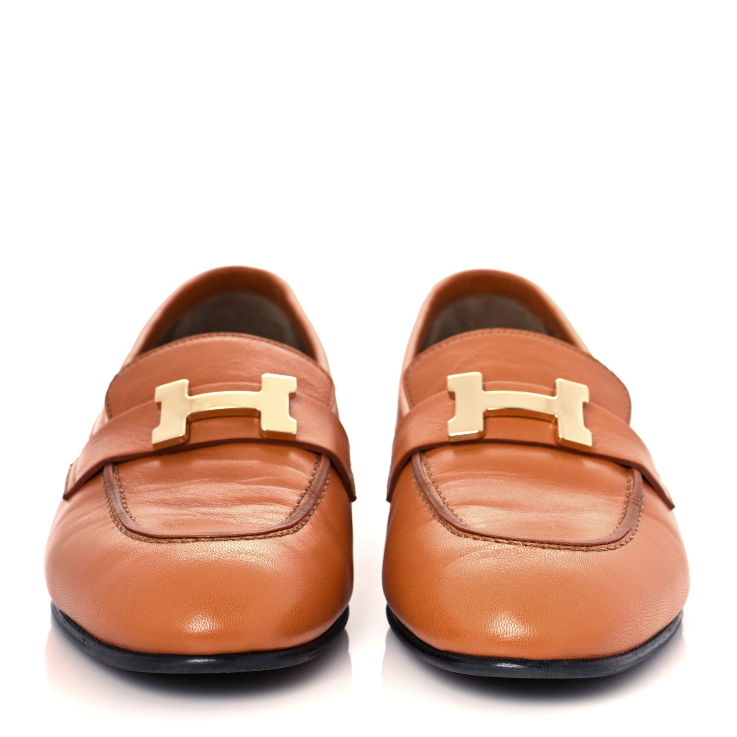 Hermes Goatskin Womens Paris Loafers 36 Marron Glaise 2 of 10