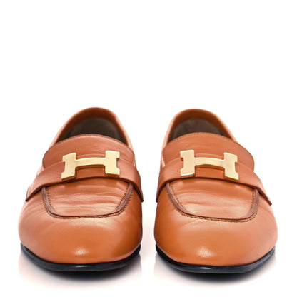 Hermes Goatskin Womens Paris Loafers 36 Marron Glaise 2 of 10