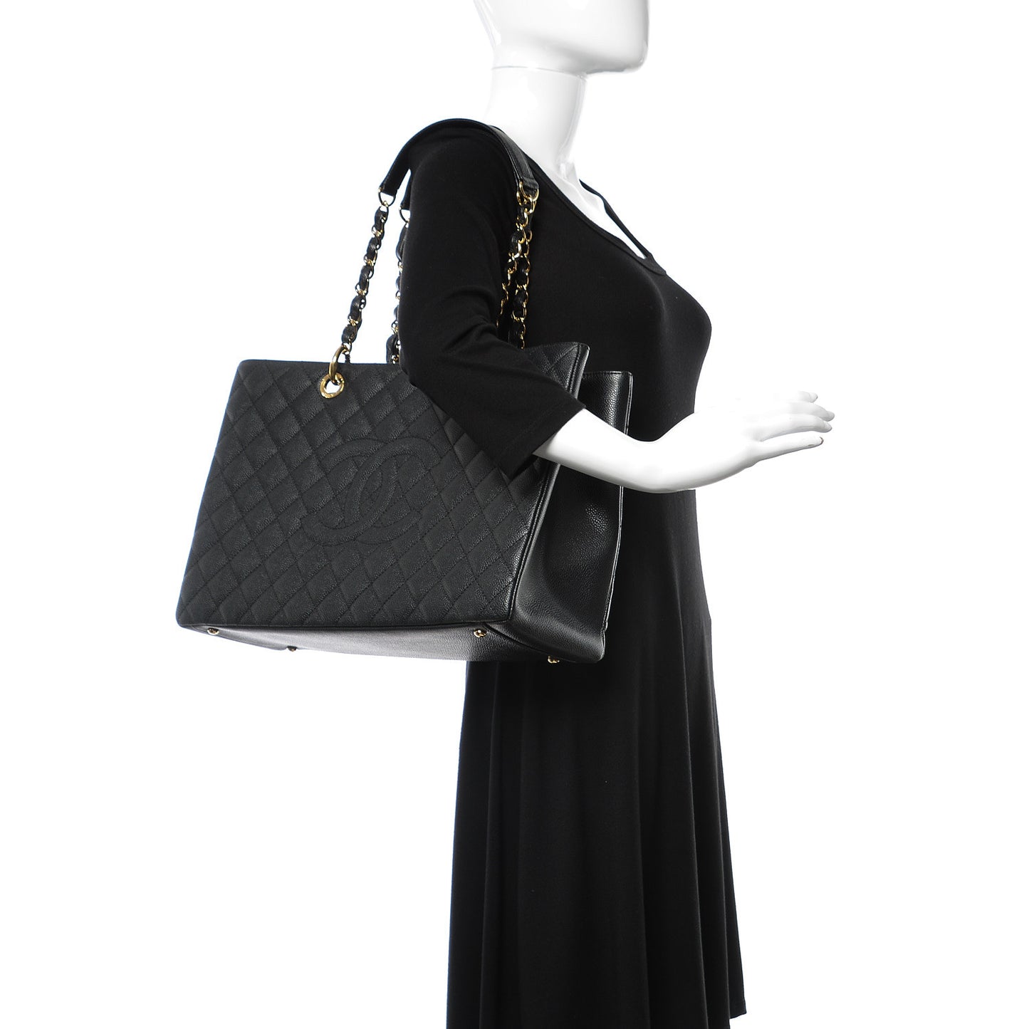 Caviar Quilted XL Grand Shopping Tote GST Black