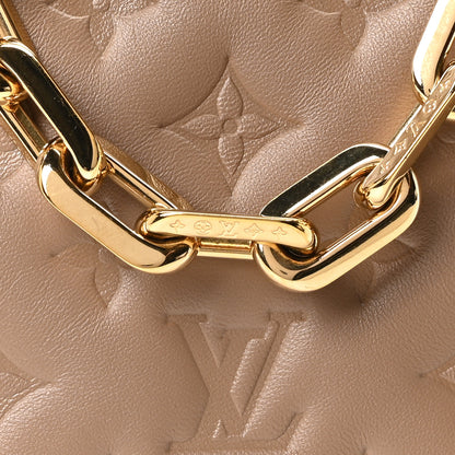 Louis Vuitton Lambskin Embossed Monogram Coussin PM Taupe 7 of 9