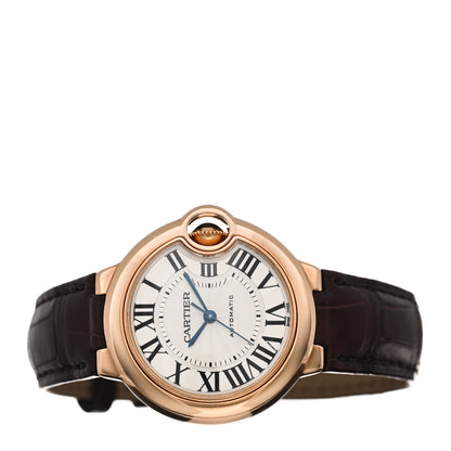 Cartier 18K Pink Gold Alligator 33mm Ballon Bleu De Cartier Automatic Watch 2 of 5