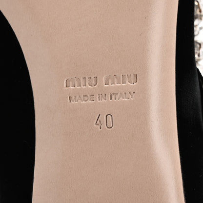 Miu Miu Velvet Crystal Mary Jane Flats 40 Black 7 of 9