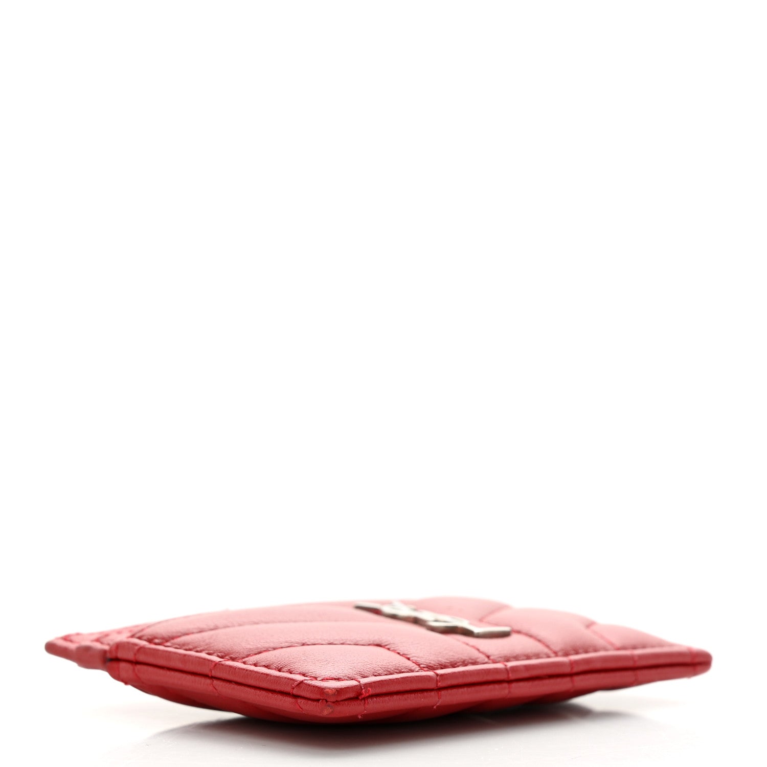 Saint Laurent Calfskin Y Quilted Monogram LouLou Credit Card Case Red 4 of 7