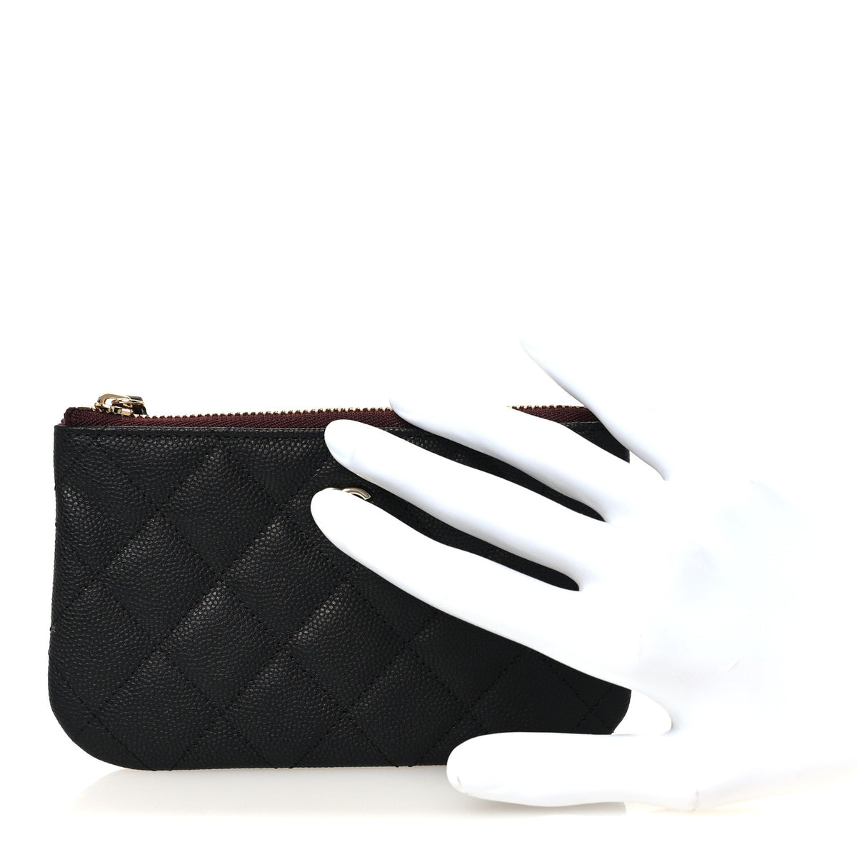Caviar Quilted Small Cosmetic Case Black