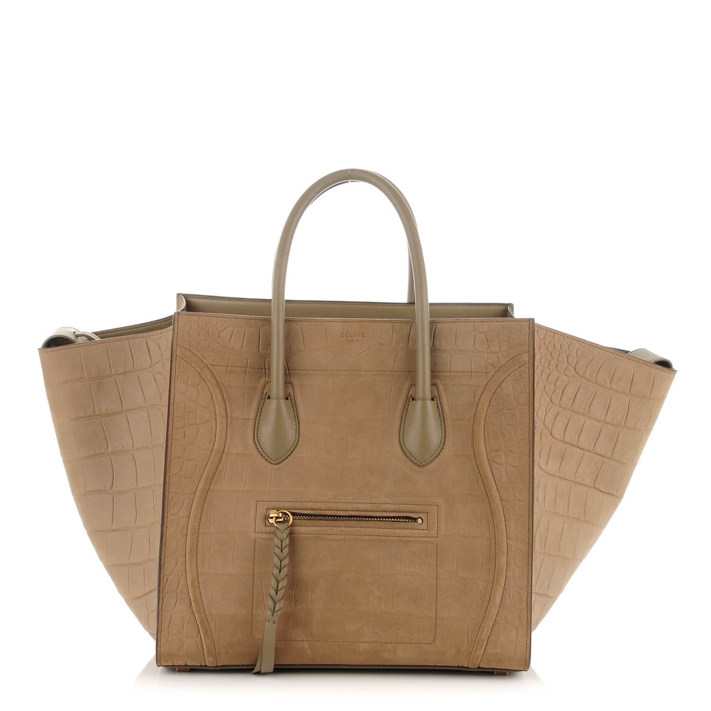 Crocodile Embossed Nubuck Medium Phantom Luggage Beige