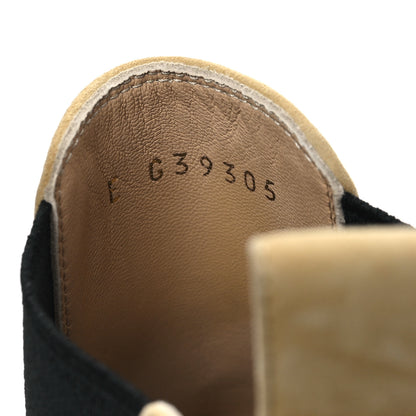 Chanel Suede Kidskin Crossgrain Cap Toe CC Short Ankle Boots 39 Beige Black 7 of 10