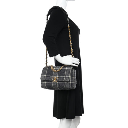 Chanel Tweed Quilted Medium Chanel 19 Flap Grey Navy 2 of 10