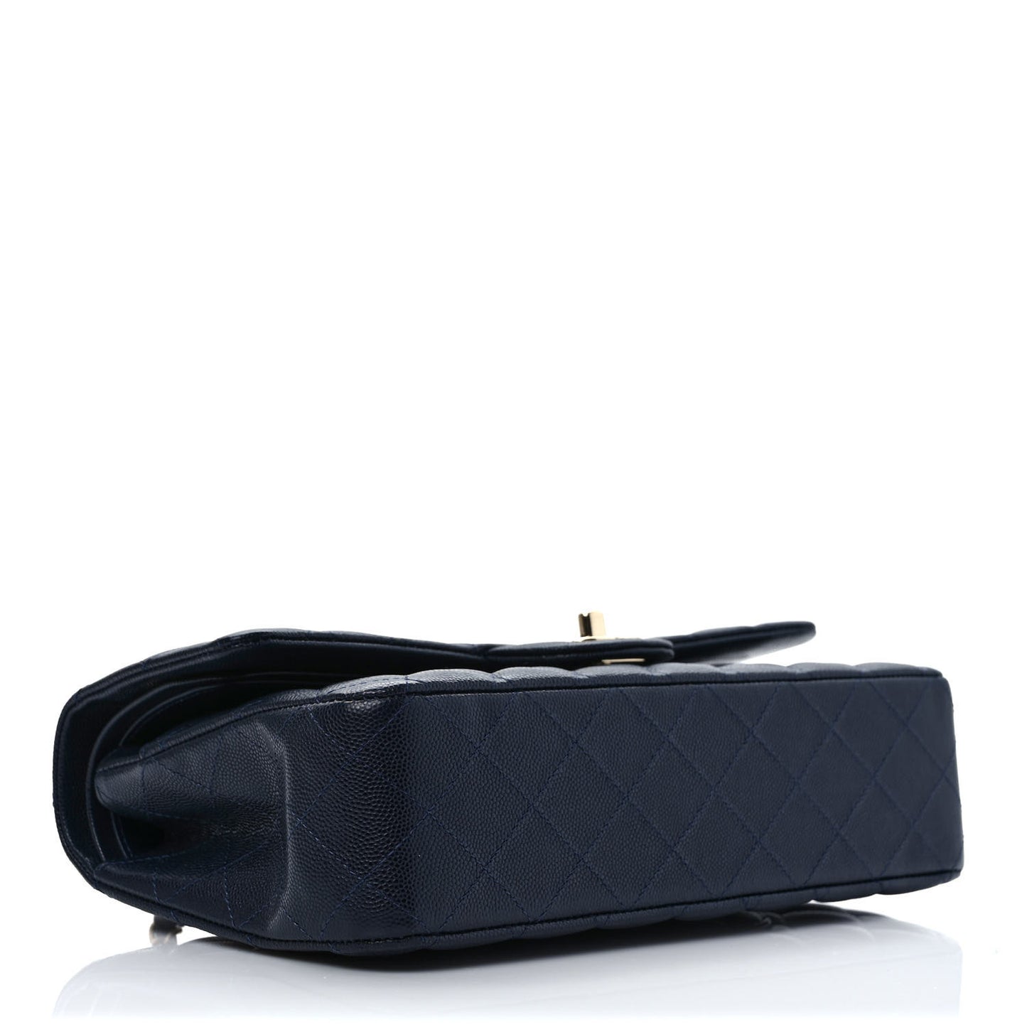 Caviar Quilted Medium Double Flap Dark Blue