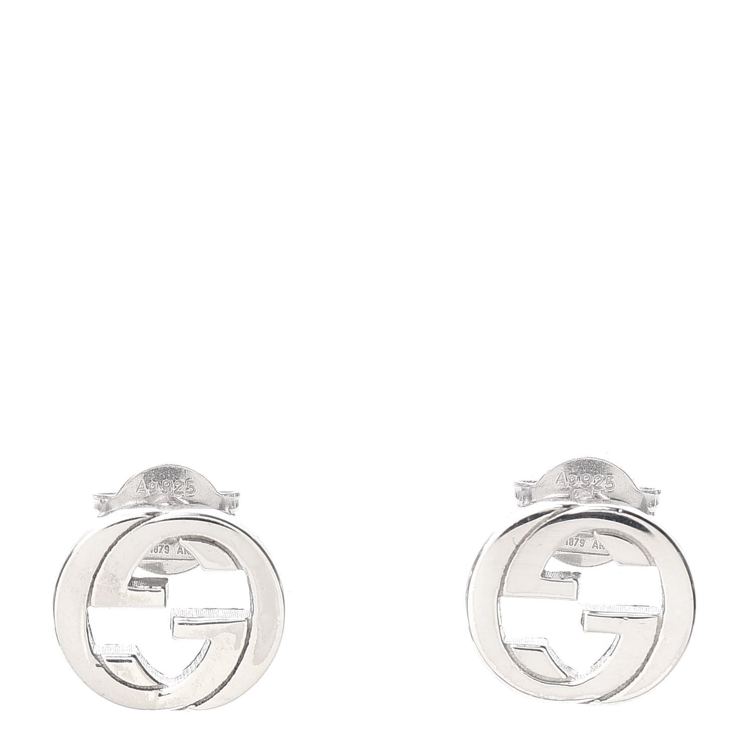 Gucci Sterling Silver Interlocking GG Stud Earrings 1 of 5