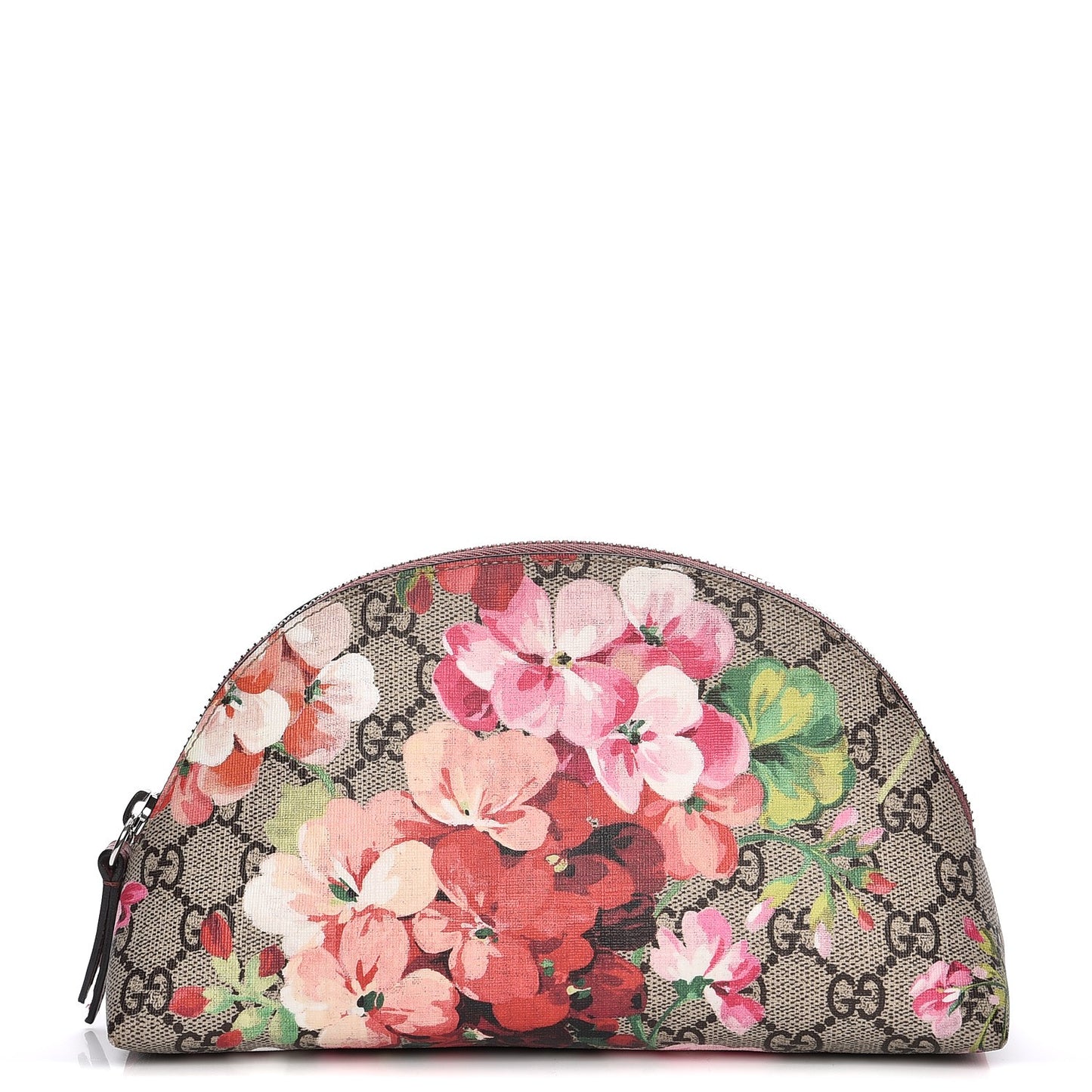 GG Supreme Monogram Blooms Large Pouch Cosmetic Case Beige Multicolor Dry Rose