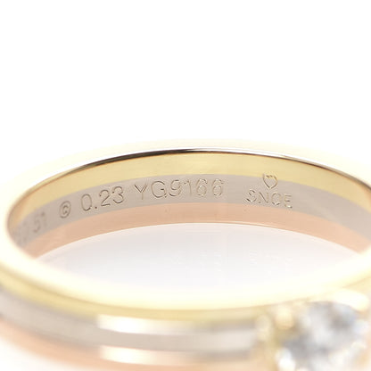 Cartier 18K Pink Yellow White Gold Diamond .23ct Solitaire Trinity Engagement Ring 51 5.75 5 of 5