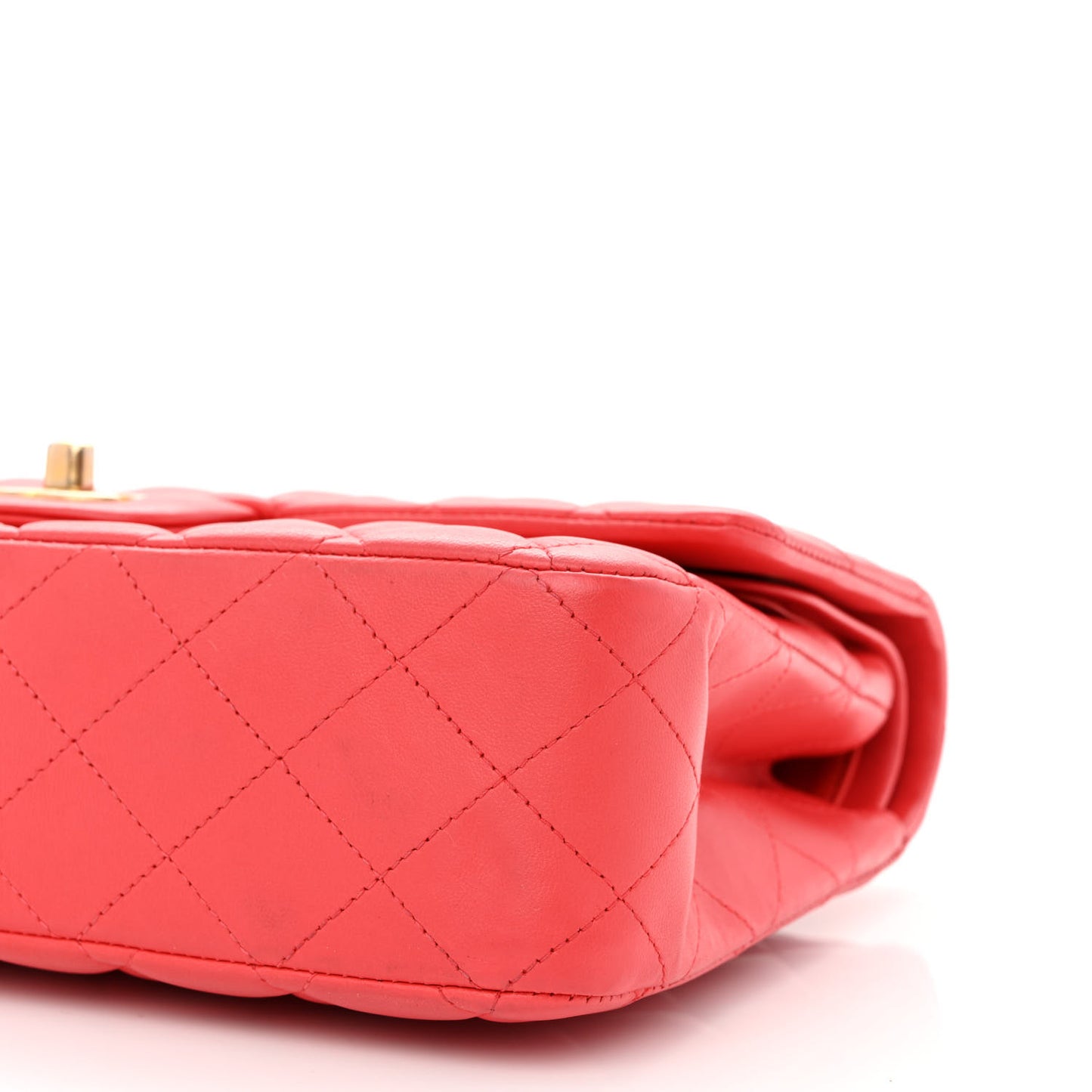 Lambskin Quilted Medium Double Flap Red