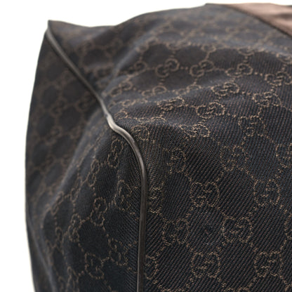 Gucci Denim Monogram Large Collapsible Carry On Duffle Bag Brown 9 of 13