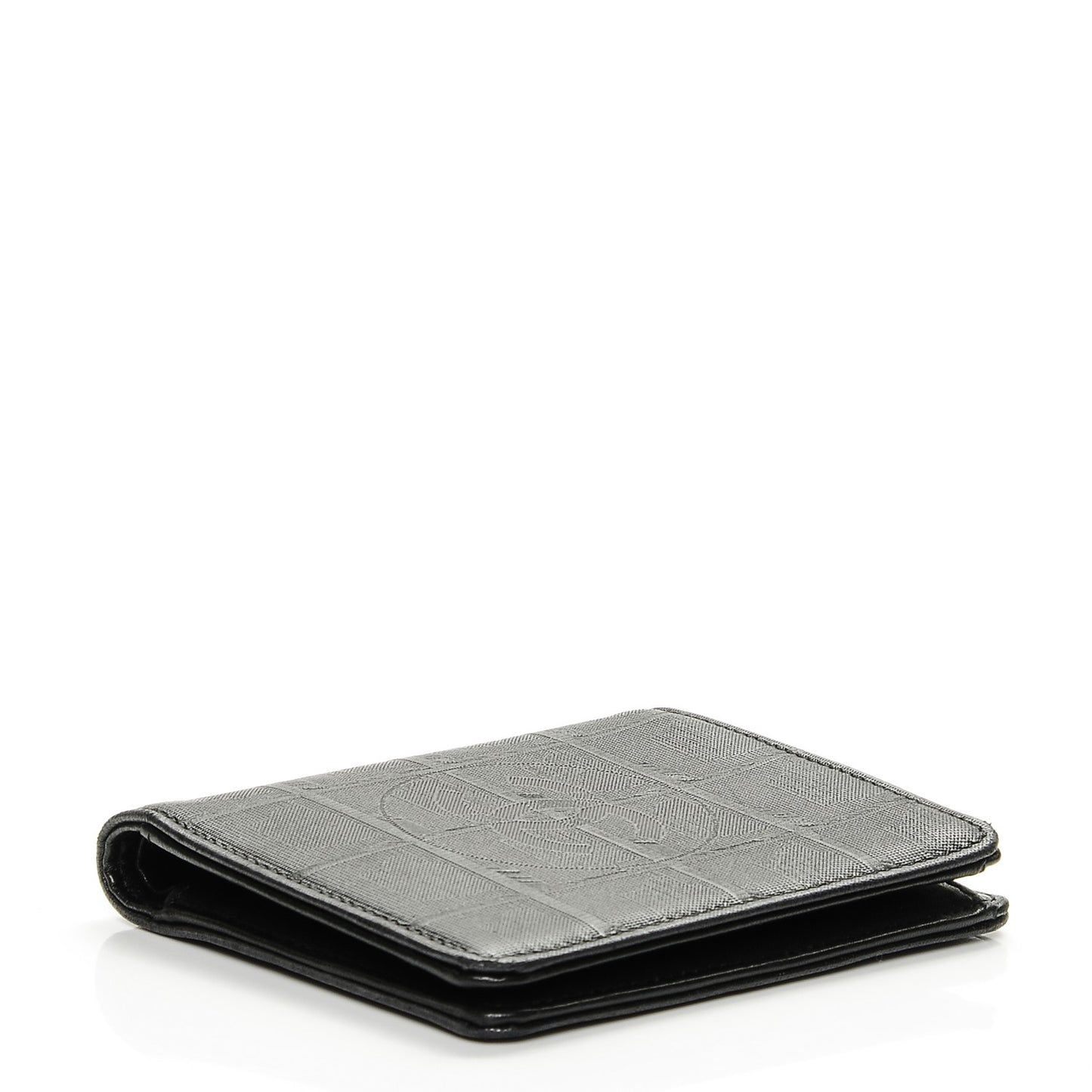 Embossed Lambskin Travel Bi-Fold Wallet Black