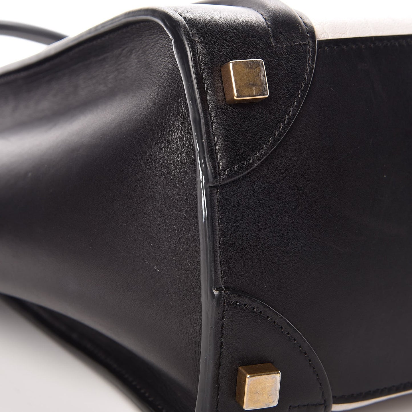 Shrunken Lambskin Micro Bi-Color Luggage Black White