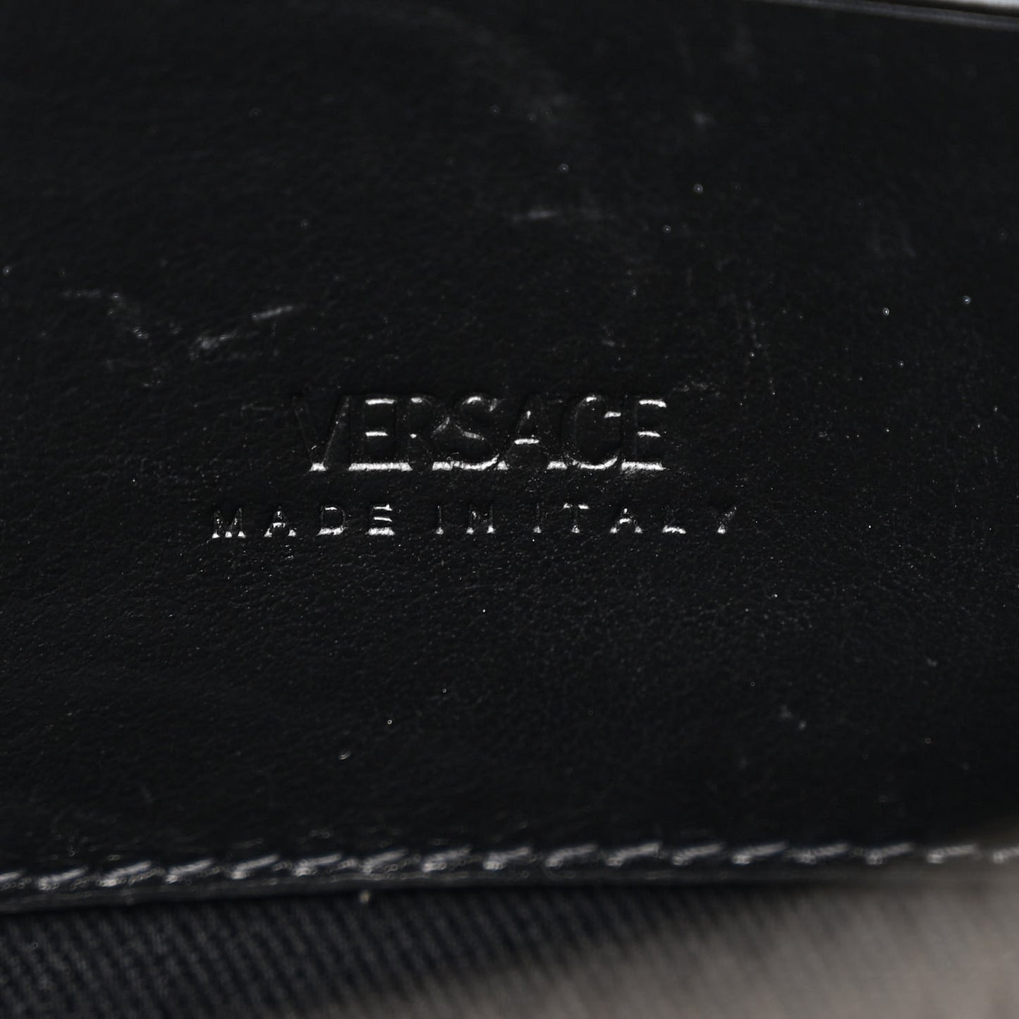 Coated Canvas La Greca Signature  Black Gray