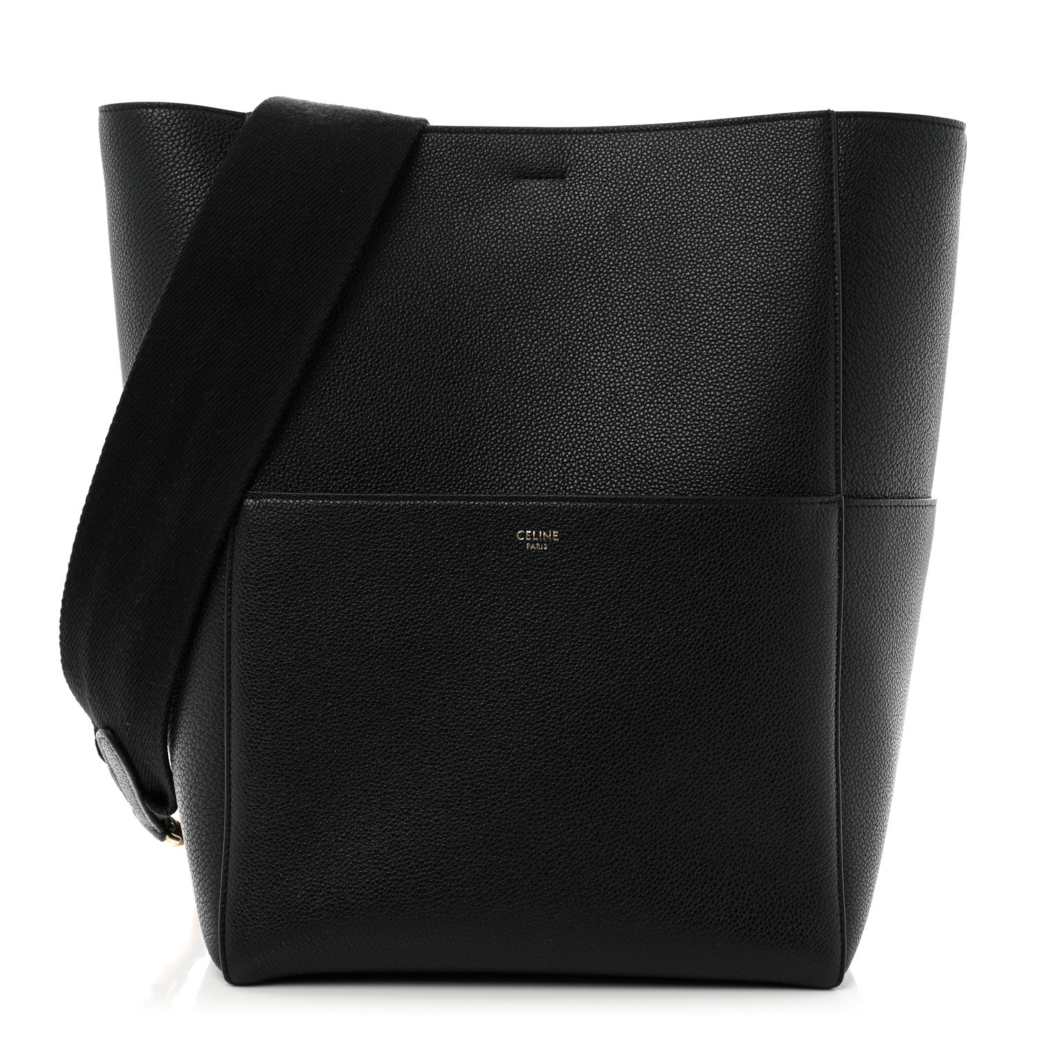 Celine Soft Grained Calfskin Sangle Bucket Bag Black 1 of 12