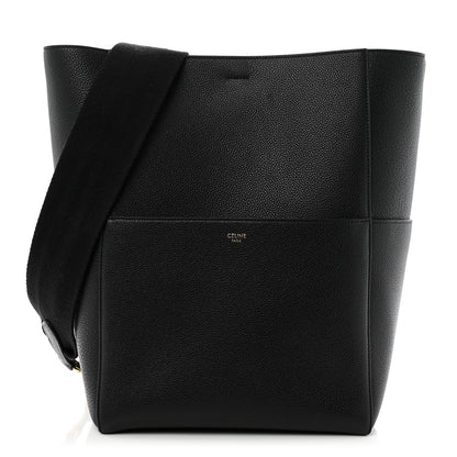 Celine Soft Grained Calfskin Sangle Bucket Bag Black 1 of 12