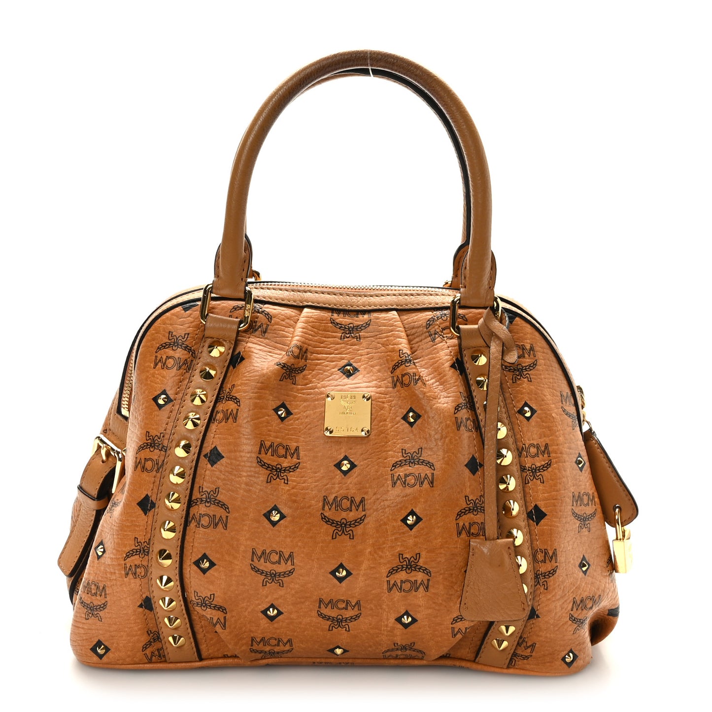 Visetos Studded Shoulder Bag Cognac