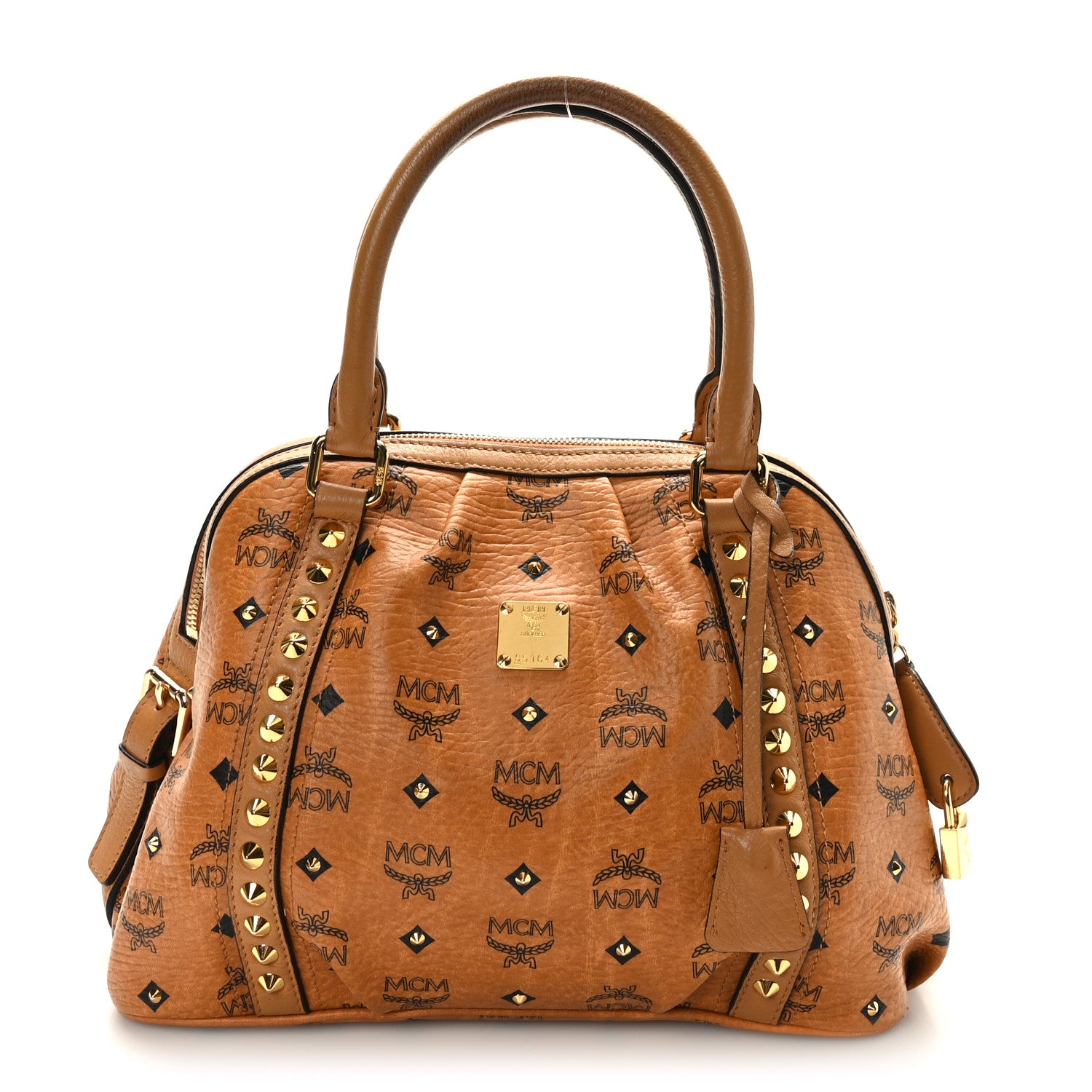 MCM Visetos Studded Shoulder Bag Cognac 1 of 8