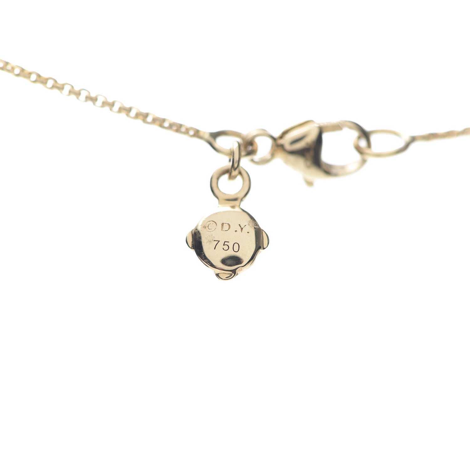 David Yurman 18K Yellow Gold Diamond 16mm Stax Pendant Necklace 6 of 7
