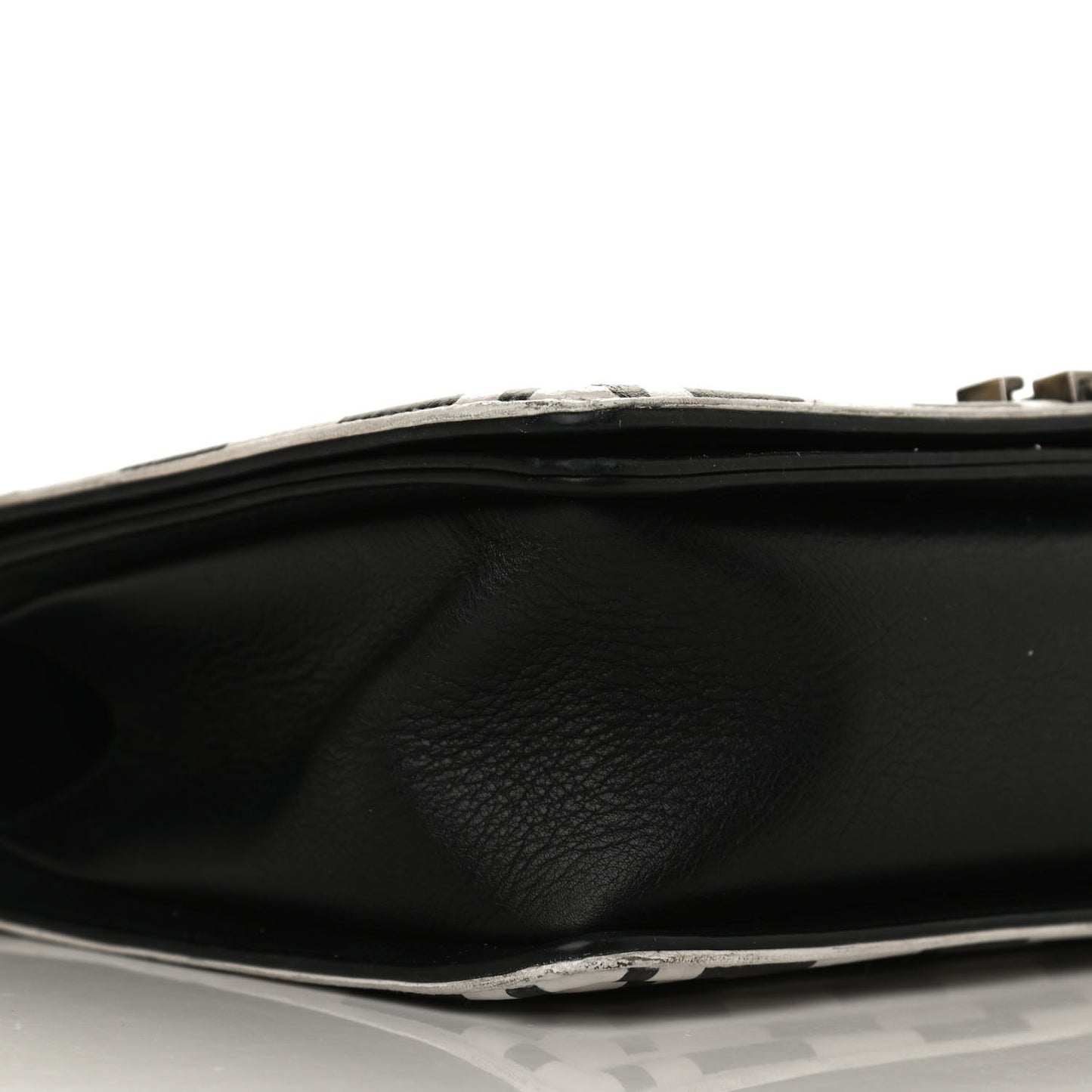 Calfskin Quilted Checkerboard Trim New Medium Boy Flap Black White