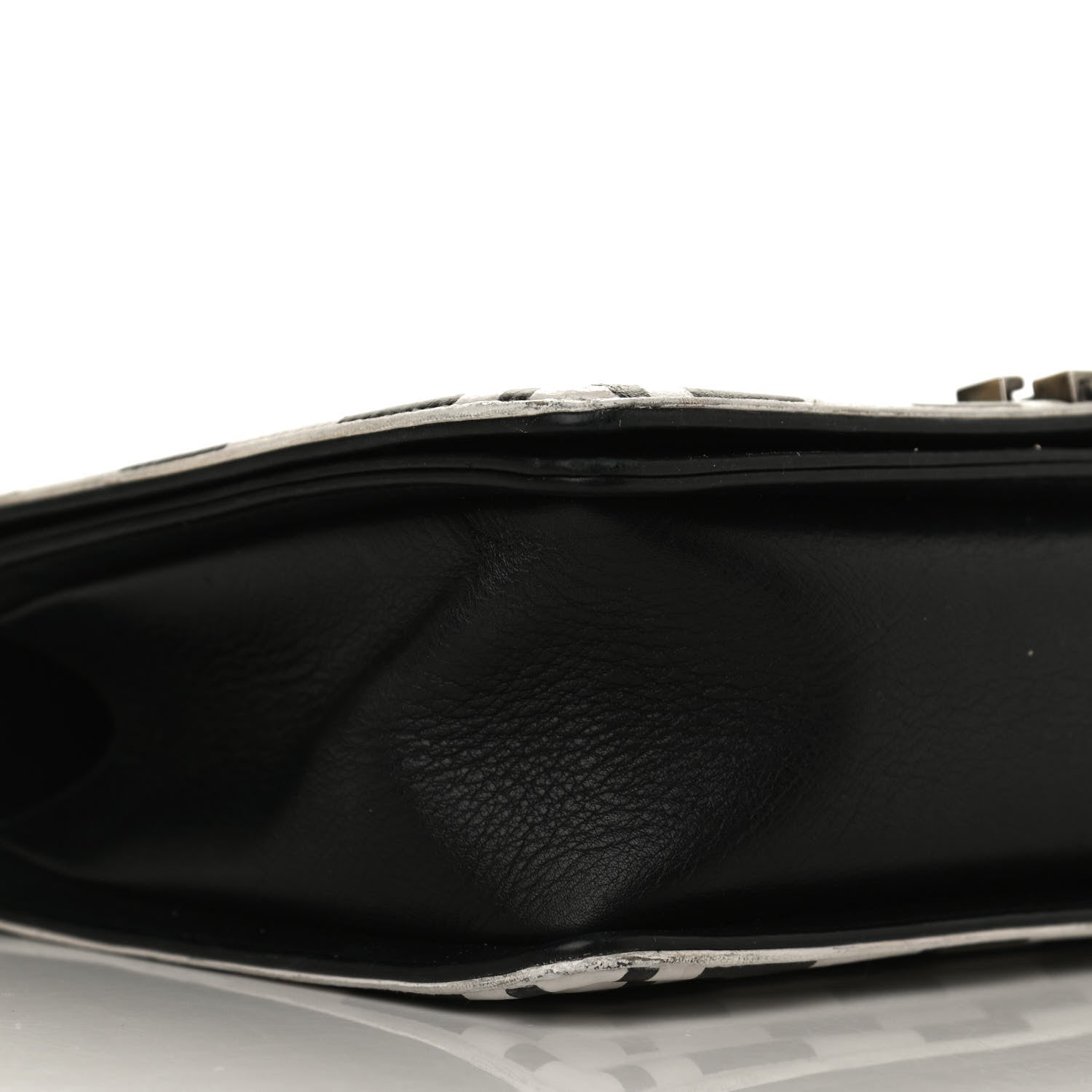 Chanel Calfskin Quilted Checkerboard Trim New Medium Boy Flap Black White 9 of 14