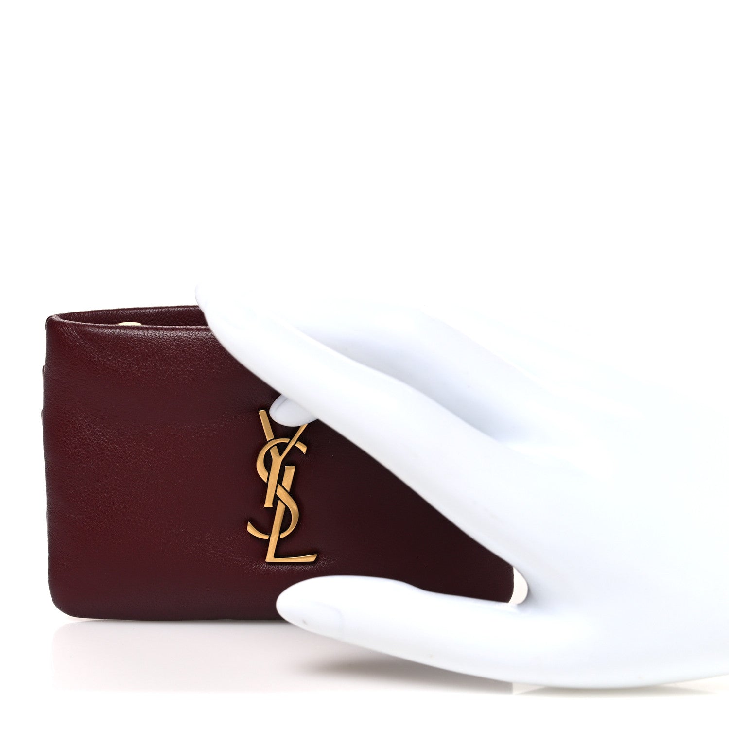 Saint Laurent Padded Lambskin Monogram Zip Card Holder Rouge Merlot 2 of 6