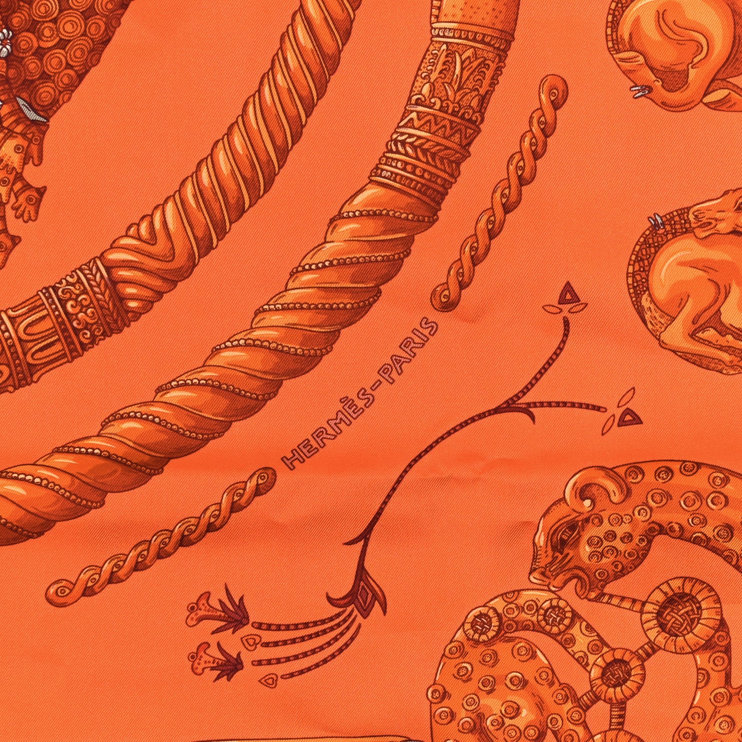 Silk Ors Nomades Scarf 90 Orange Vif Taupe Roux