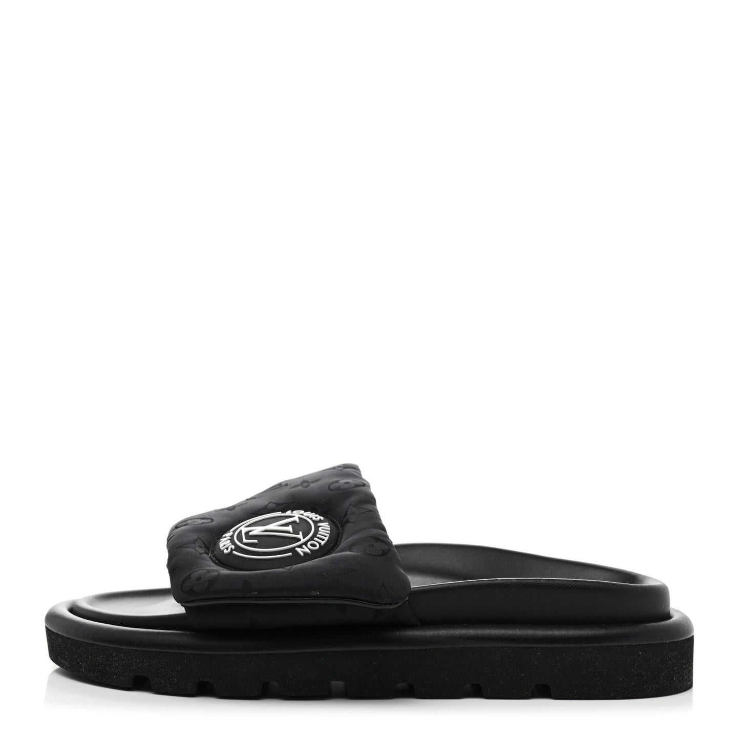 Nylon Monogram Womens Pool Pillow Comfort Mules 37 Black