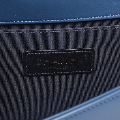 Chanel Calfskin Chevron Quilted Medium Boy Flap Blue 5 of 11