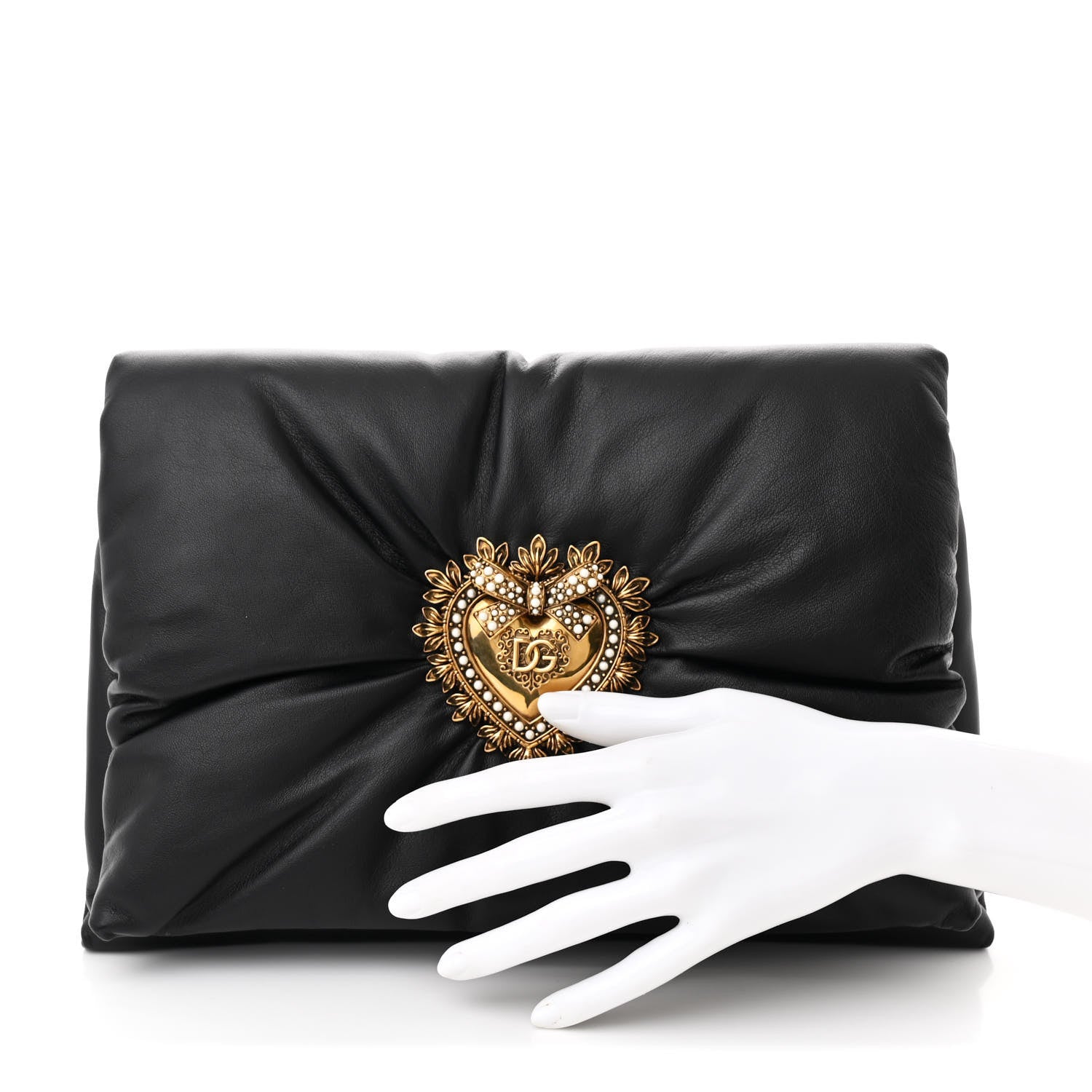 Dolce & Gabbana DOLCE GABBANA Calfskin Devotion Clutch Black 2 of 9