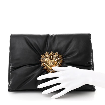 Dolce & Gabbana DOLCE GABBANA Calfskin Devotion Clutch Black 2 of 9