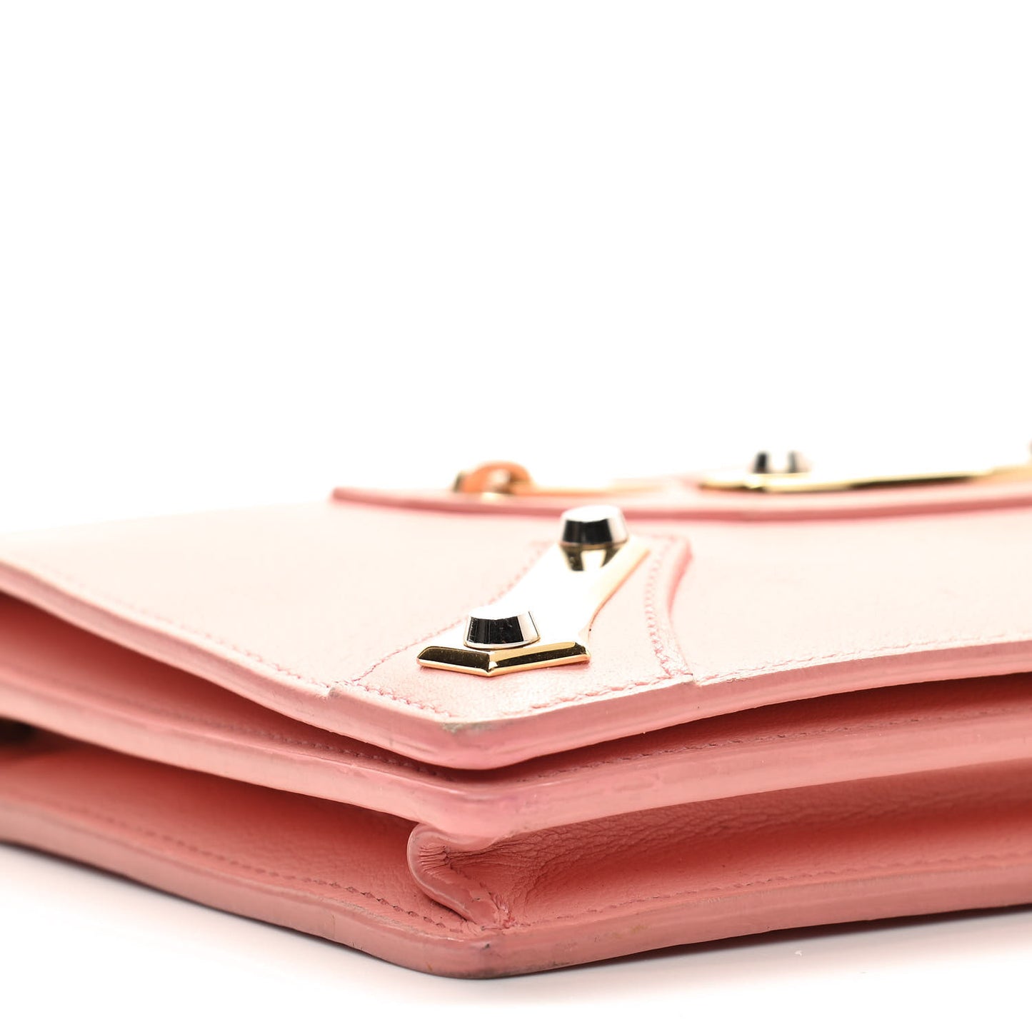 Veau Amp Plate Gold Chain Wallet Rose