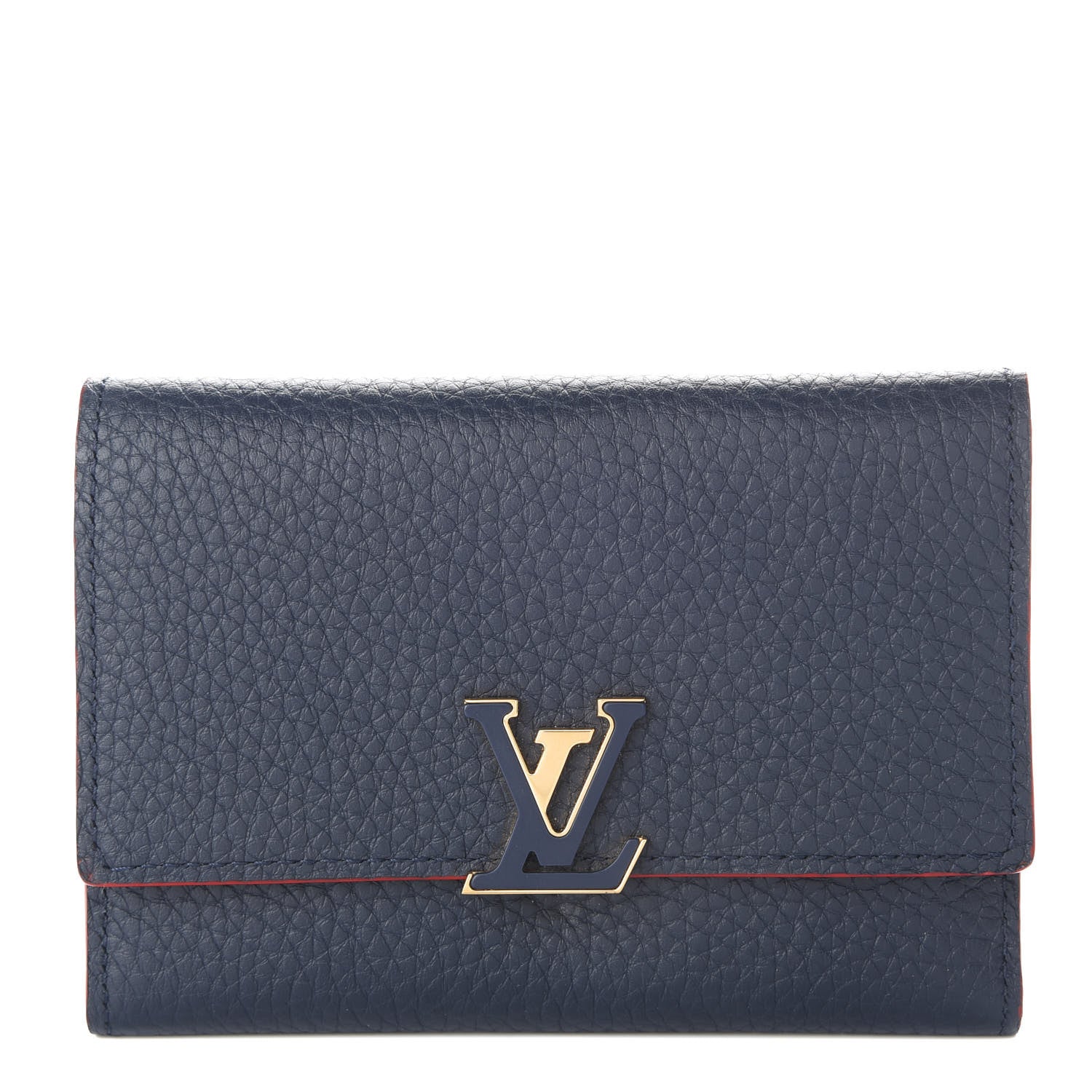 Louis Vuitton Taurillon Capucines Compact Wallet Marine Rouge 1 of 6