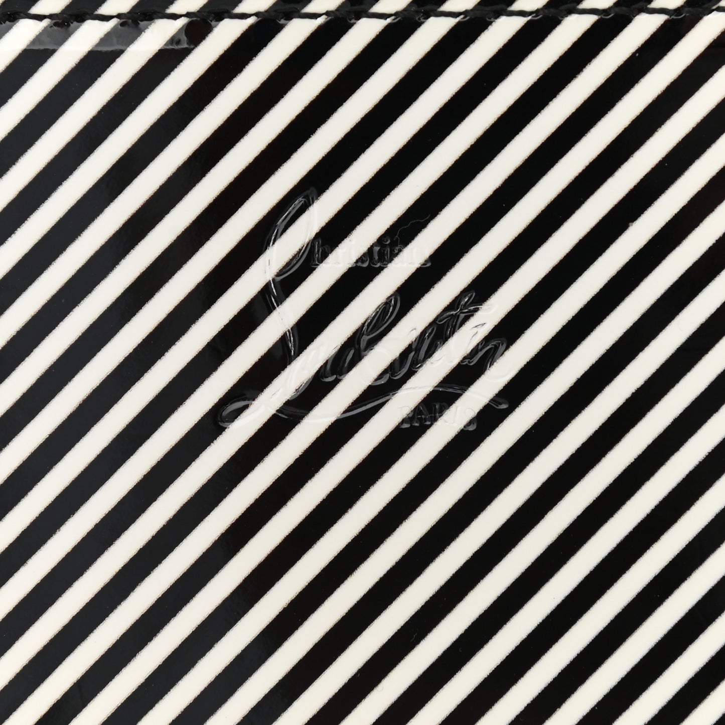 Patent Striped Spikes Paloma Clutch Black White
