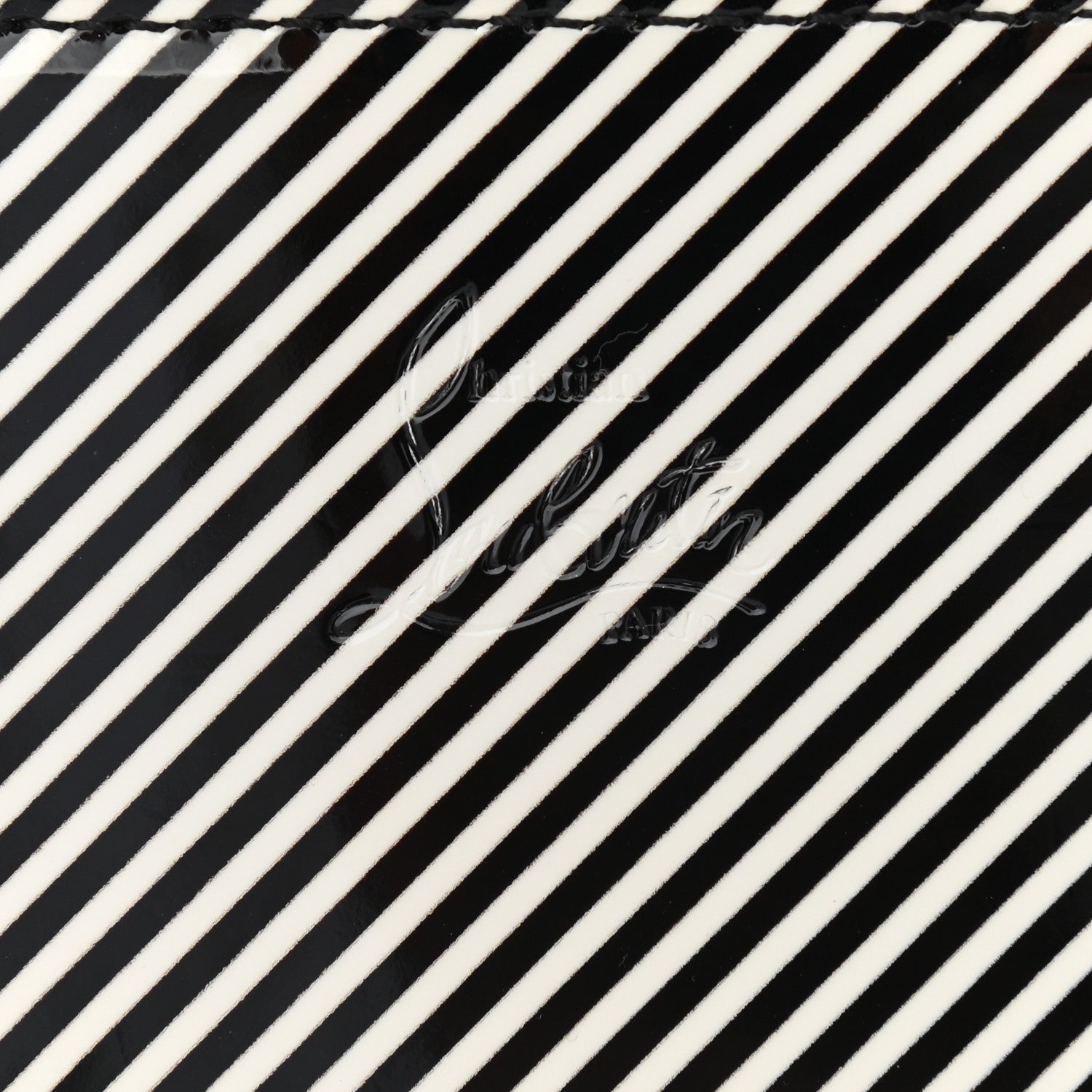 Christian Louboutin Patent Striped Spikes Paloma Clutch Black White 12 of 13
